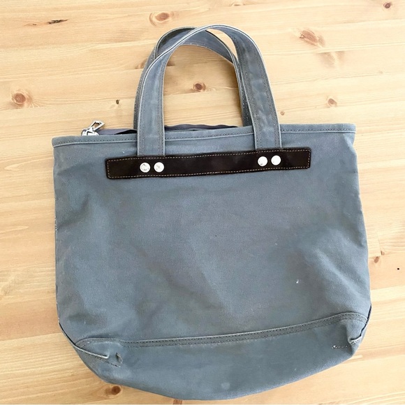 Jacobs by Marc Jacobs Top Zip Canvas Tote Bag Gray Canvas Suede Trim 17” X 11.5” - Picture 2 of 16